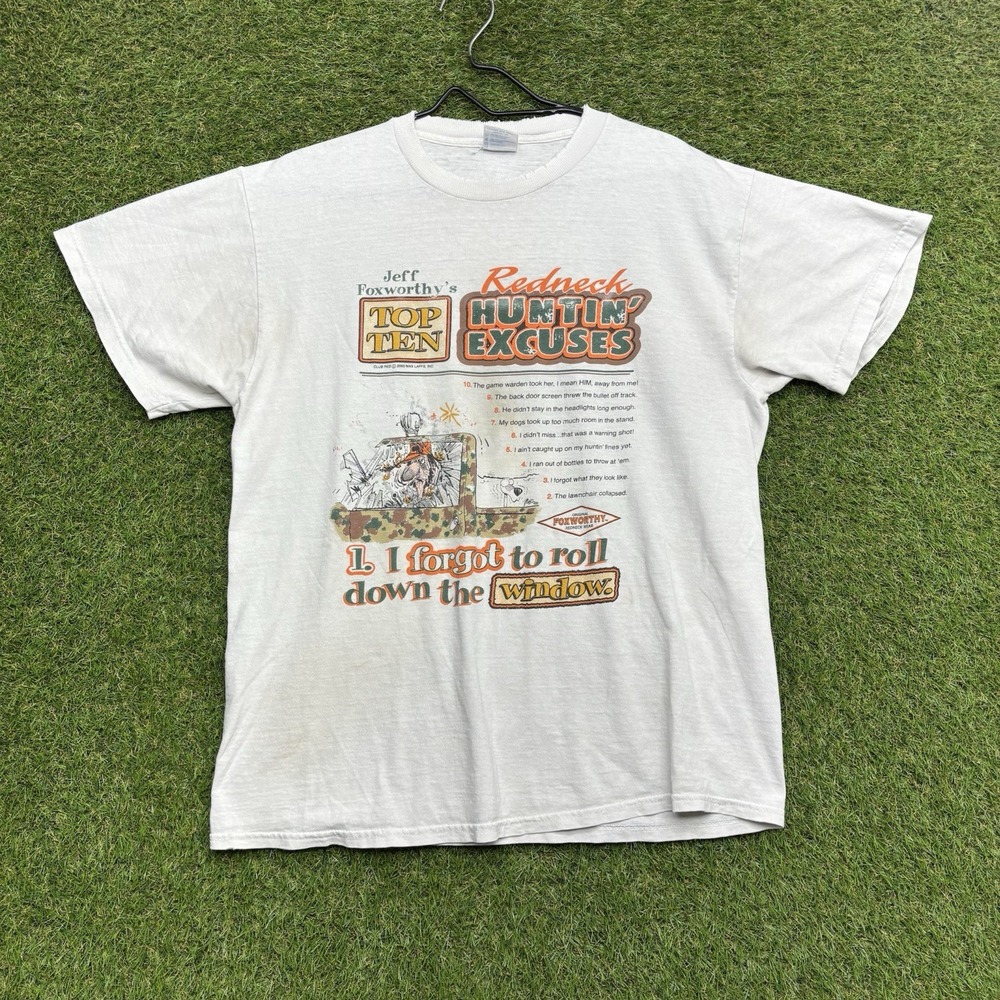 Vintage Redneck Shirt Mens Large Hunting Excuses Funny Graphic Tee 90s 2000s